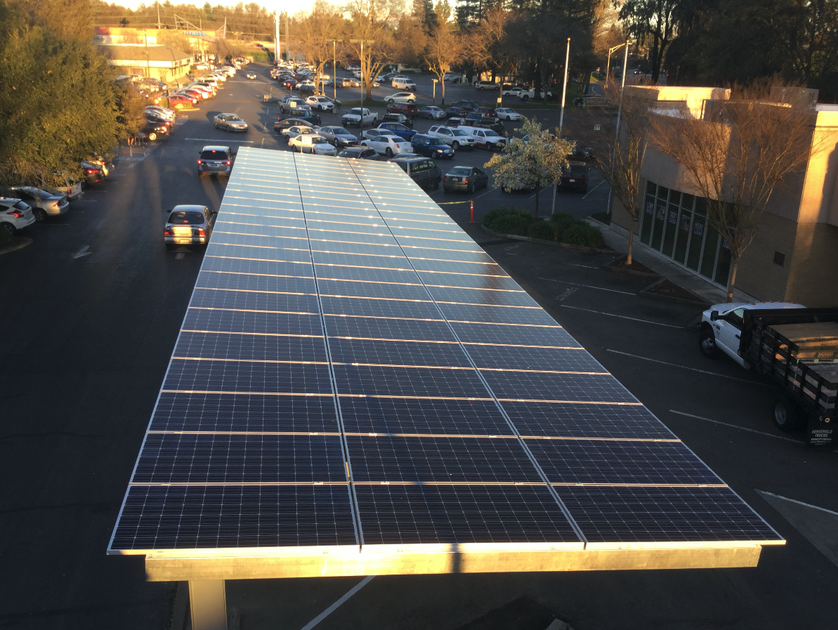 solar array in parking lot