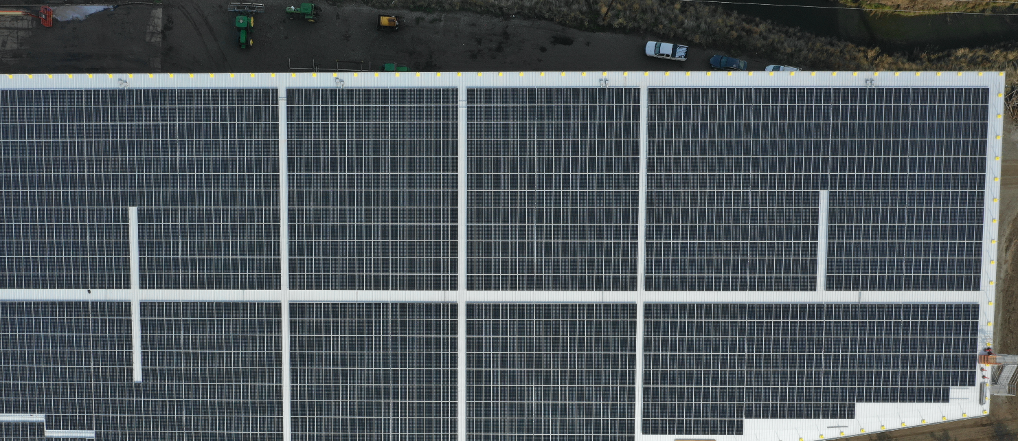 90 degrees aerial view of solar platform completed