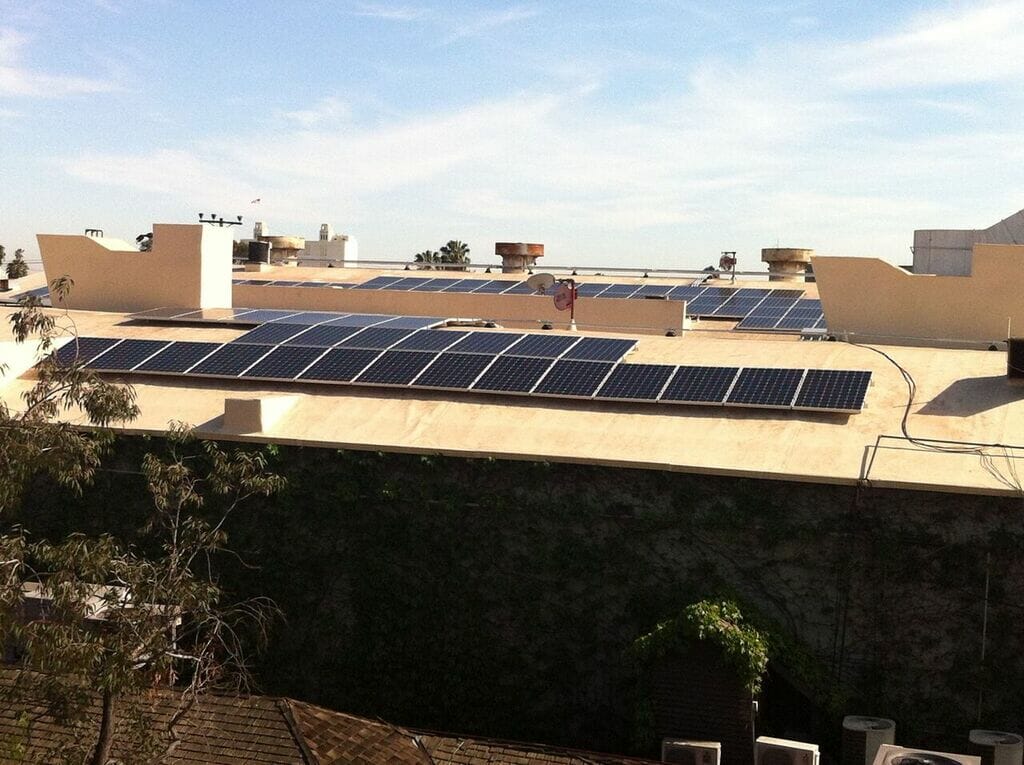 panels on roof of Jim Henson Studios solar project